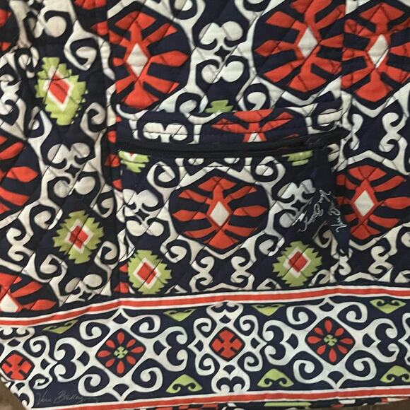 Vera Bradley Retired Sun Valley Cotton Orange NavyTote - Picture 4 of 5